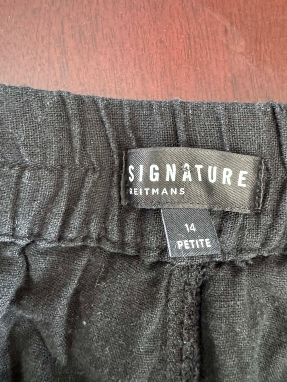 Reitmans Signature Black Wide Leg Linen Pants 14 Petite Breezy Lightweight Boho - Picture 3 of 4